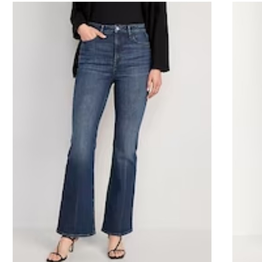 Old Navy Button Fly Ankle Flare Jeans Medium Blue Casual Womens Summer Trendy
